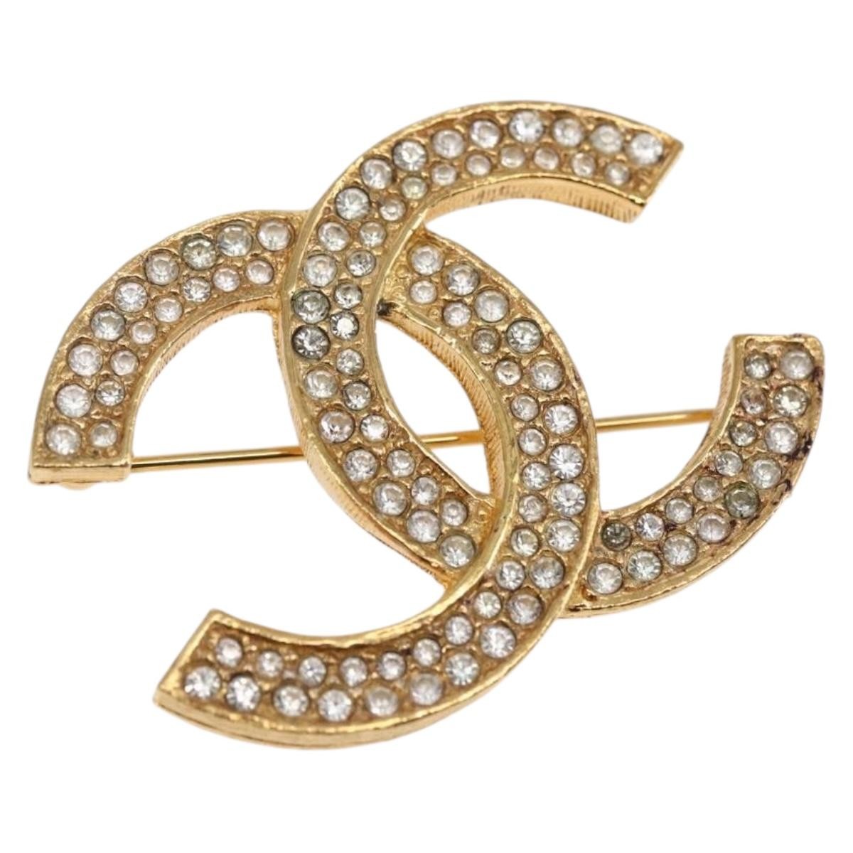Chanel CC Coco Brooch Metal and Rhinestone, GOLD, METAL, Brooch