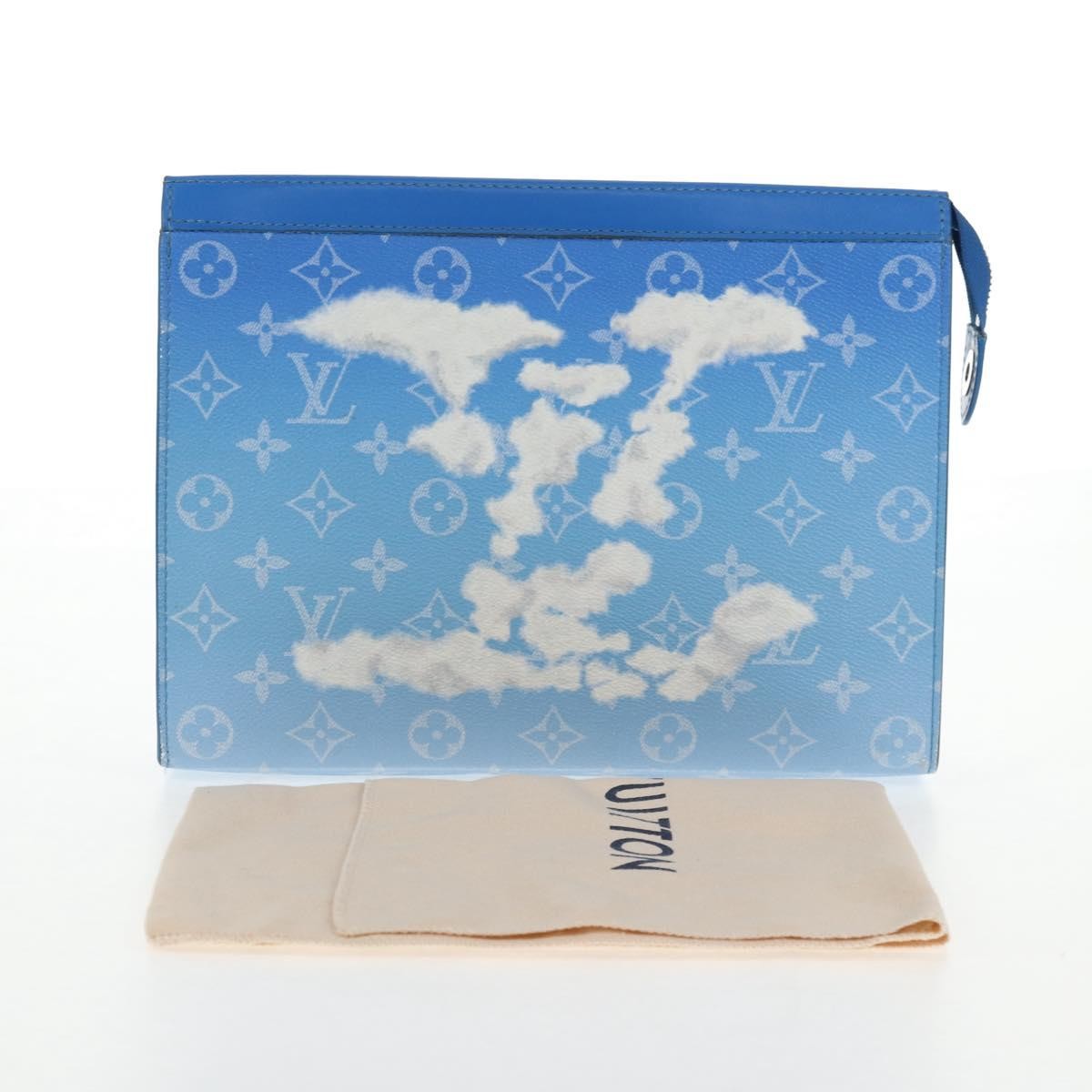 Louis Vuitton Pochette Voyage Limited Edition Monogram Clouds, BLUE, PVC, Clutche & pouche