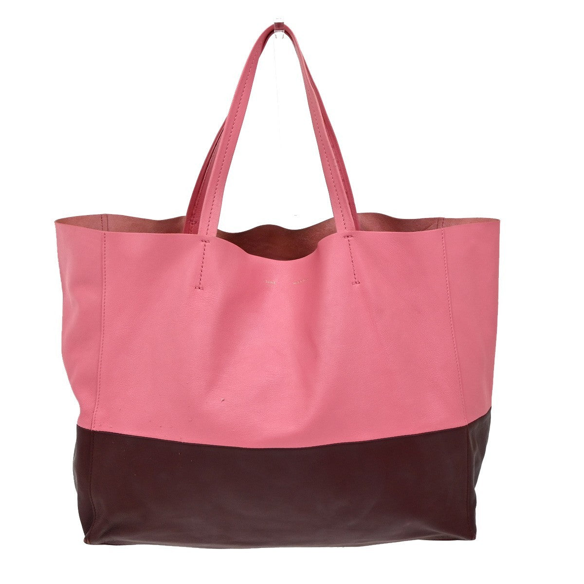 Celine Horizontal Bi-Cabas Tote Leather, PINK, LEATHER, Handbag