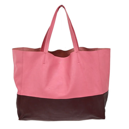 Celine Horizontal Bi-Cabas Tote Leather, PINK, LEATHER, Handbag