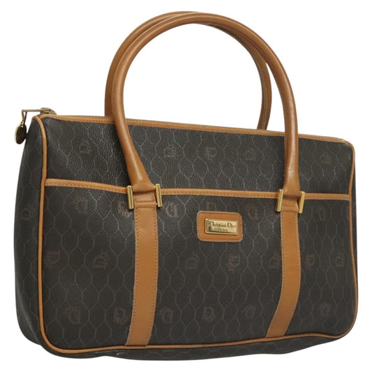 Christian Dior Vintage Honeycomb Handbag Canvas Leather, BLACK, CANVAS, Handbag