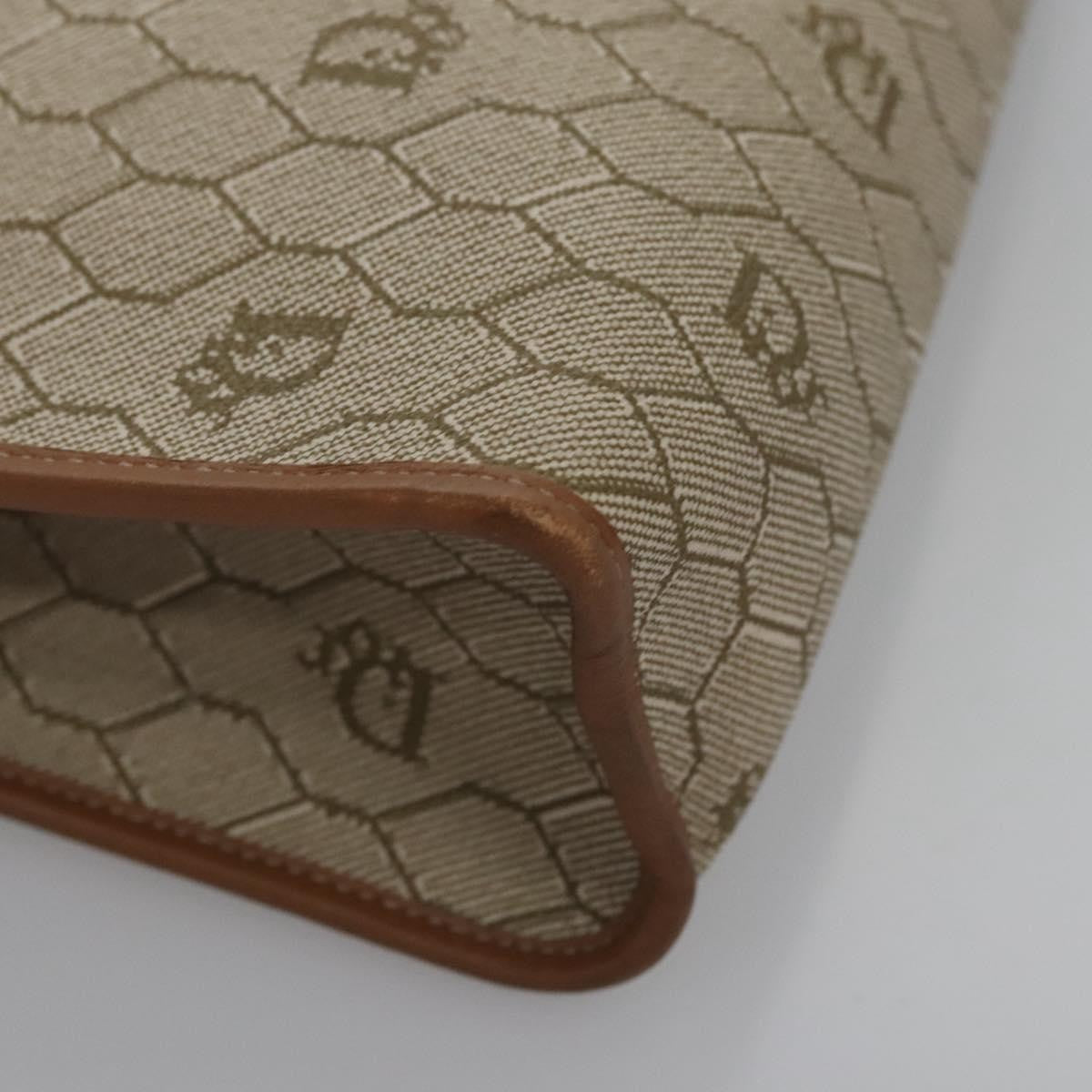 Christian Dior Vintage Honeycomb Zip Pouch Coated Canvas, BEIGE, PVC, Clutche & pouche