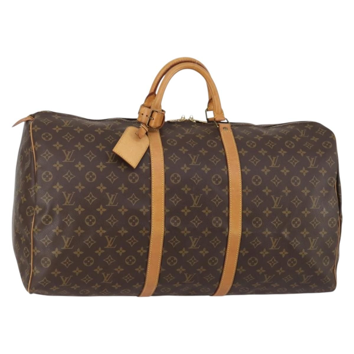 Louis Vuitton Keepall Bag Monogram Canvas, BROWN, CANVAS, Travel bag