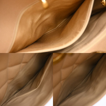 Chanel Vintage CC Lock Pocket Tote Quilted Caviar, BEIGE, LEATHER, Handbag