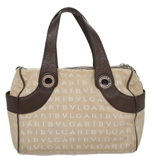 Bvlgari Logomania Handbag Canvas, BEIGE, CANVAS, Handbag