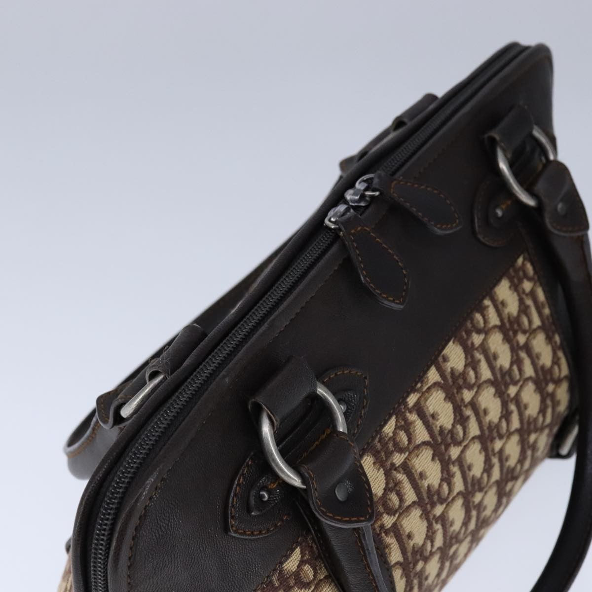 Christian Dior Vintage Trotter Handbag Canvas, BROWN, CANVAS, Handbag