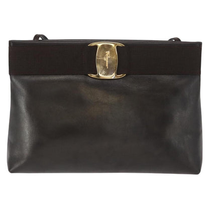 Salvatore Ferragamo Vala Shoulder Bag Leather, BROWN, LEATHER, Shoulder bag