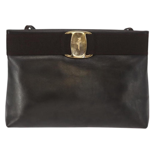 Salvatore Ferragamo Vala Shoulder Bag Leather, BROWN, LEATHER, Shoulder bag