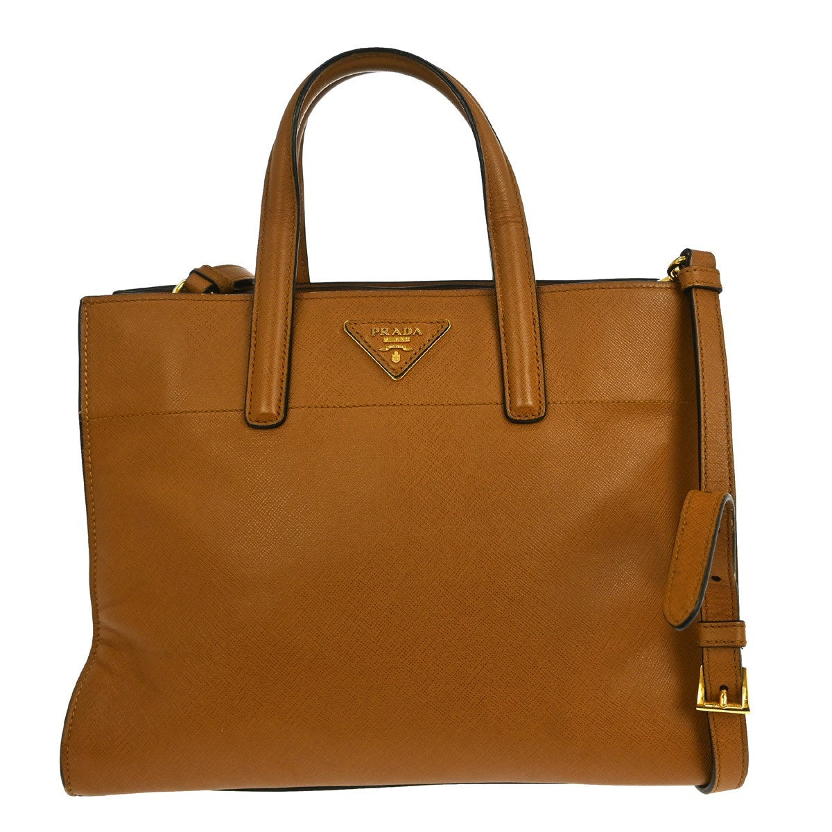 Prada Soft Triple Pocket Convertible Tote Saffiano Leather, BROWN, LEATHER, Tote bag