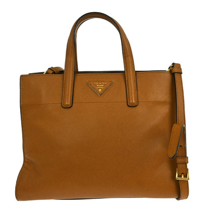 Prada Soft Triple Pocket Convertible Tote Saffiano Leather, BROWN, LEATHER, Tote bag