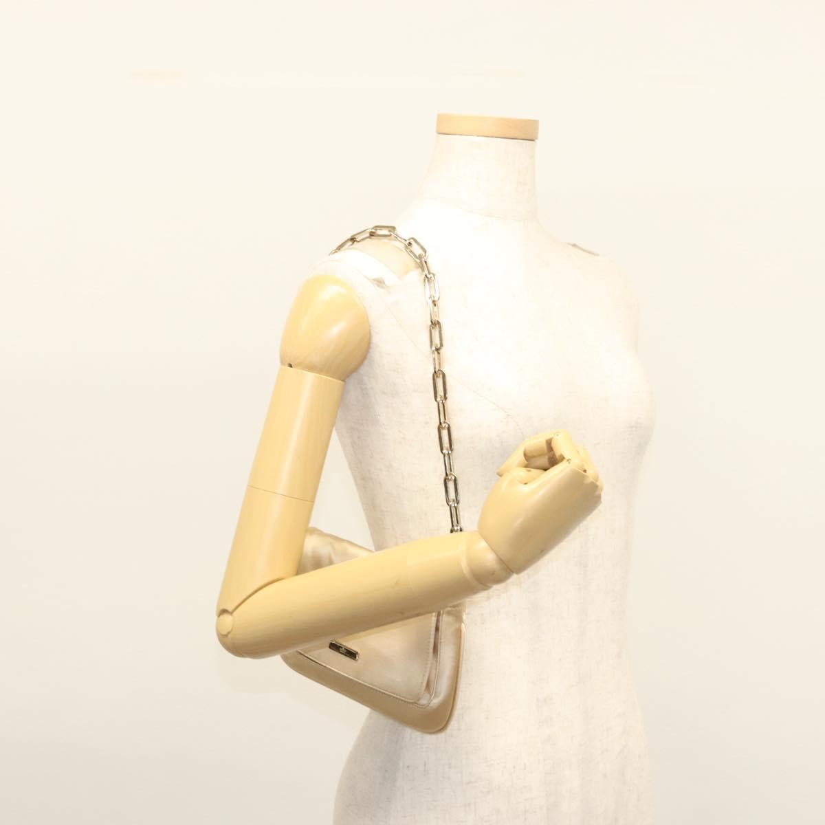 Gucci Chain Flap Shoulder Bag Satin, BEIGE, GOLD, Shoulder bag