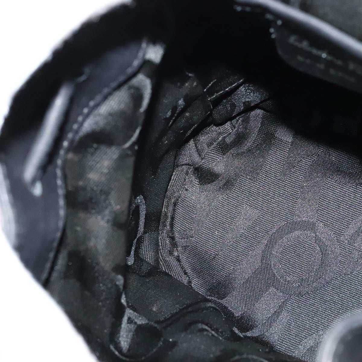 Salvatore Ferragamo Gancini Flap Drawstring Backpack Leather, BLACK, LEATHER, Backpack