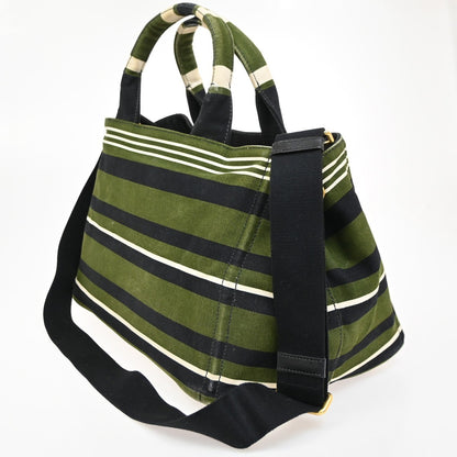 Prada Canapa Open Tote Canvas, GREEN, CANVAS, Handbag