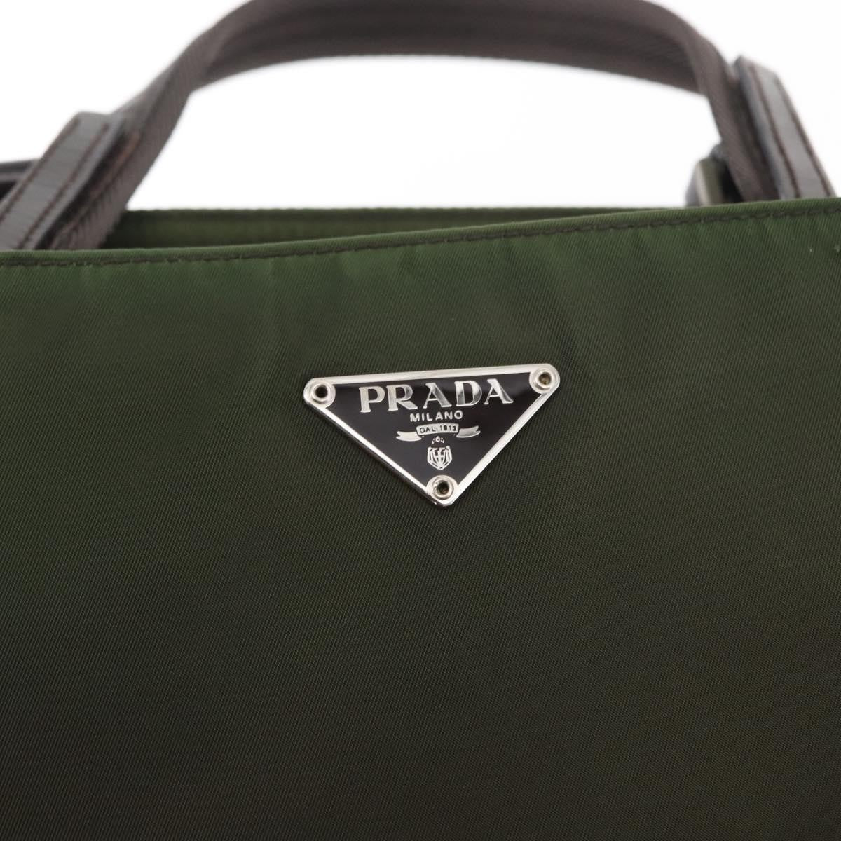 Prada Logo Shopping Tote Canvas with Leather, KHAKI, NYLON, Handbag