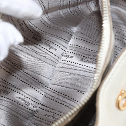 Salvatore Ferragamo Betulla Chain Tote Leather, WHITE, LEATHER, Handbag