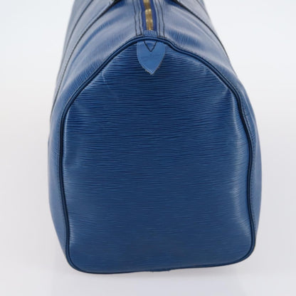 Louis Vuitton Keepall Bag Epi Leather, BLUE, LEATHER, Travel bag