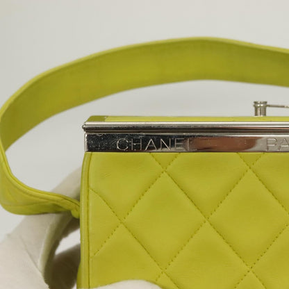 Chanel Vintage Metal Box Bag Quilted Lambskin, YELLOW, LEATHER, Handbag