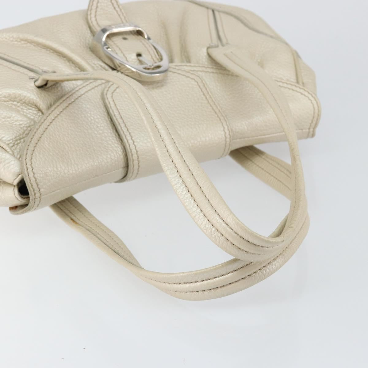 Celine Vintage Buckle Shoulder Bag Leather, WHITE, LEATHER, Shoulder bag