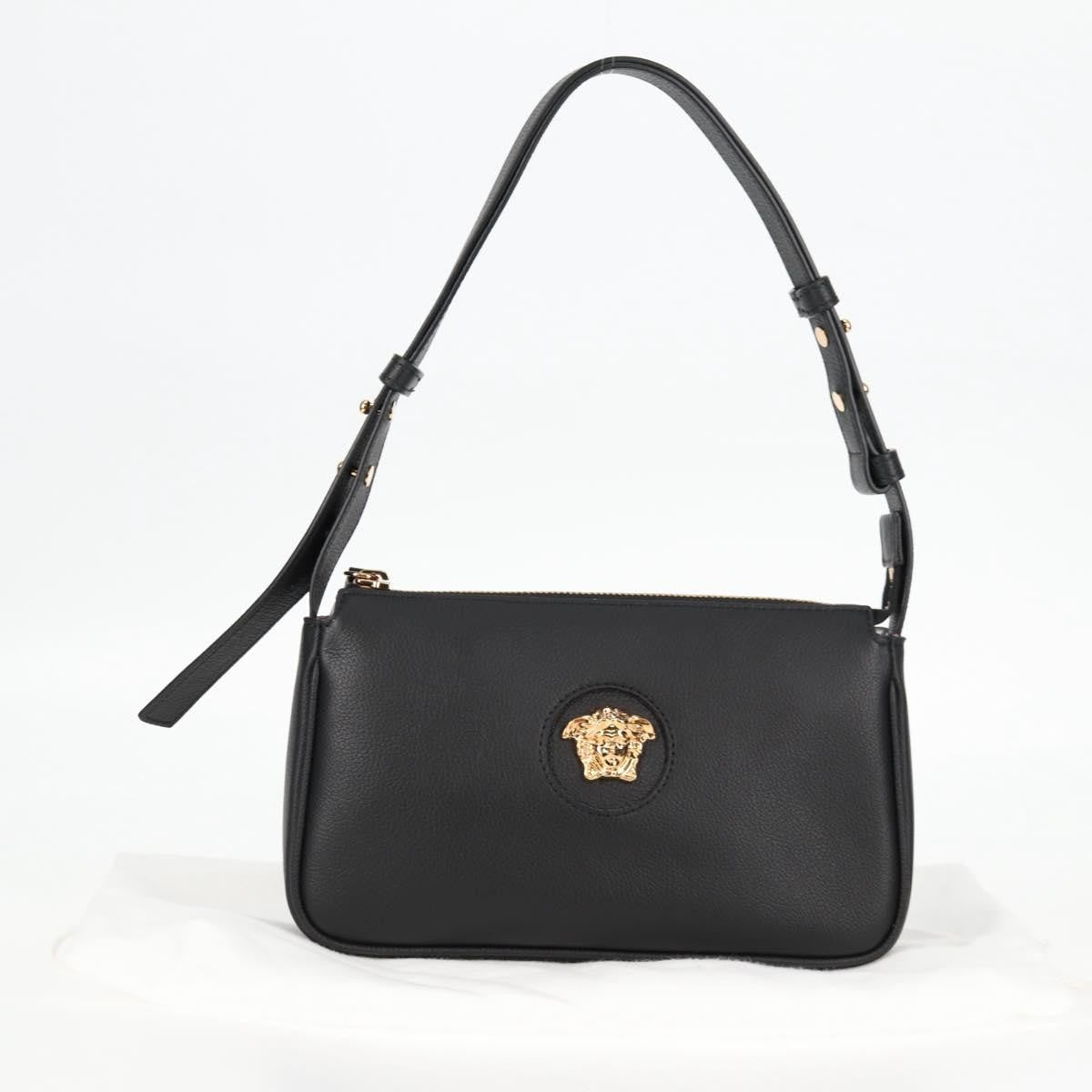 Versace Medusa Shoulder Bag Leather, BLACK, LEATHER, Shoulder bag
