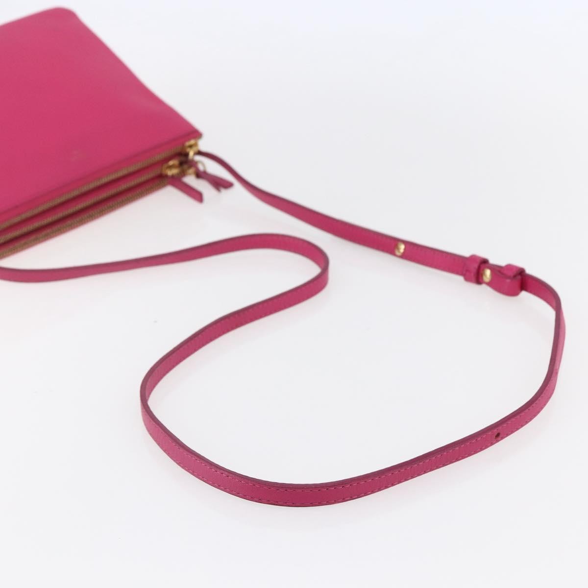 Celine Trio Crossbody Bag Leather, PINK, LEATHER, Shoulder bag