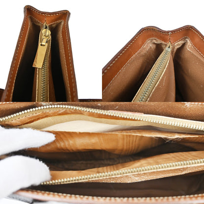 Celine Vintage Macadam Handbag Leather, BROWN, PVC, Handbag