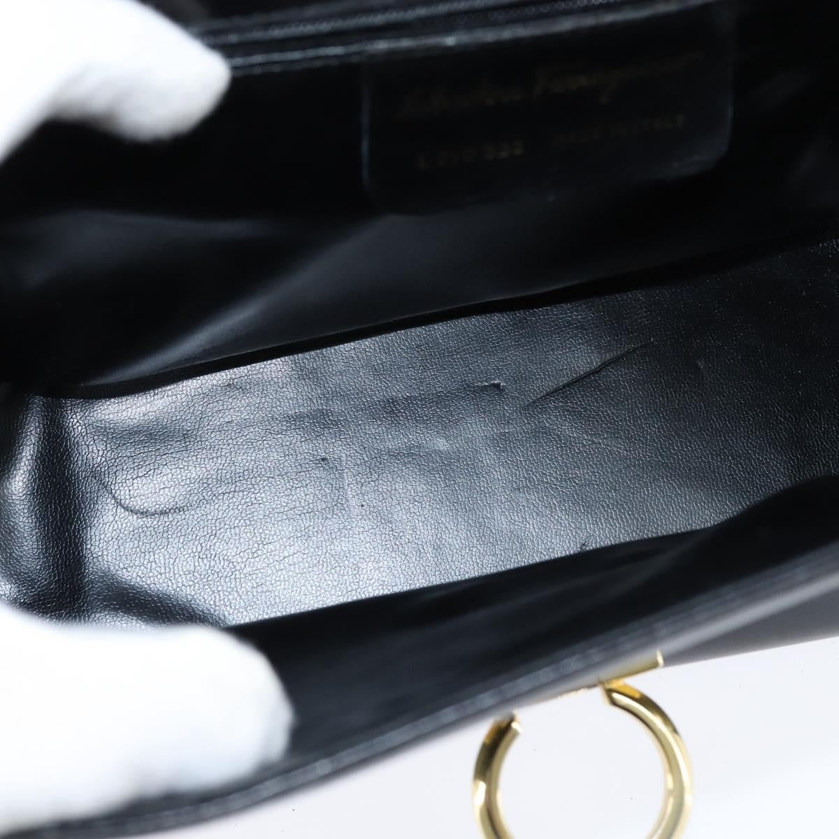 Salvatore Ferragamo Gancini Flap Shoulder bag Leather, BLACK, LEATHER, Shoulder bag