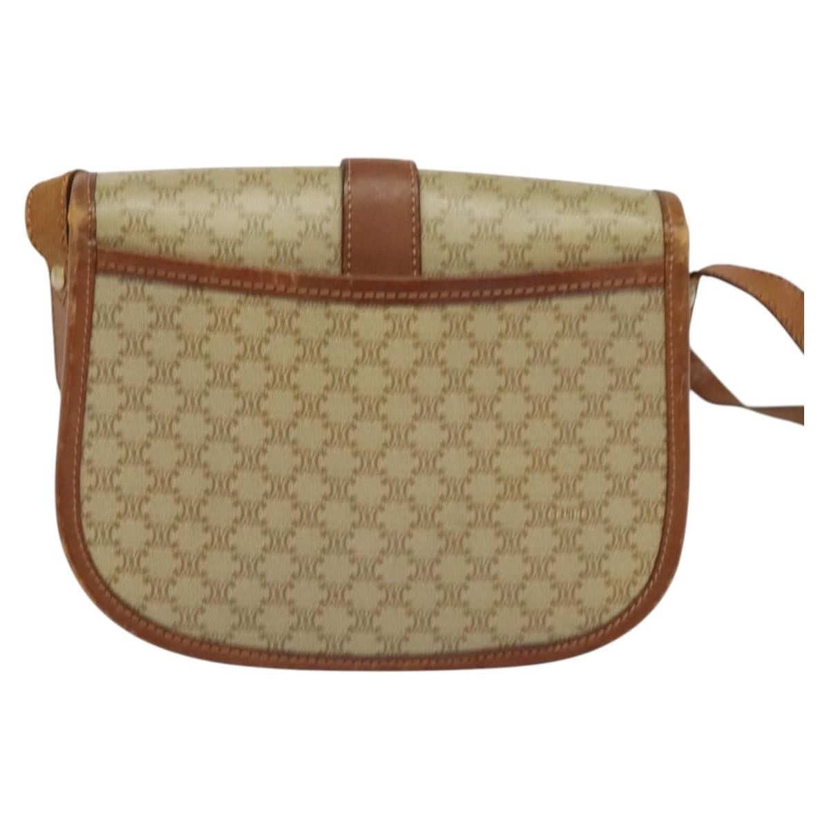 Celine Macadam Shoulder Bag PVC Leather, BEIGE, CANVAS, Shoulder bag