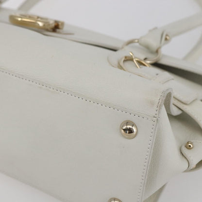Salvatore Ferragamo Gina Satchel Leather, WHITE, LEATHER, Handbag