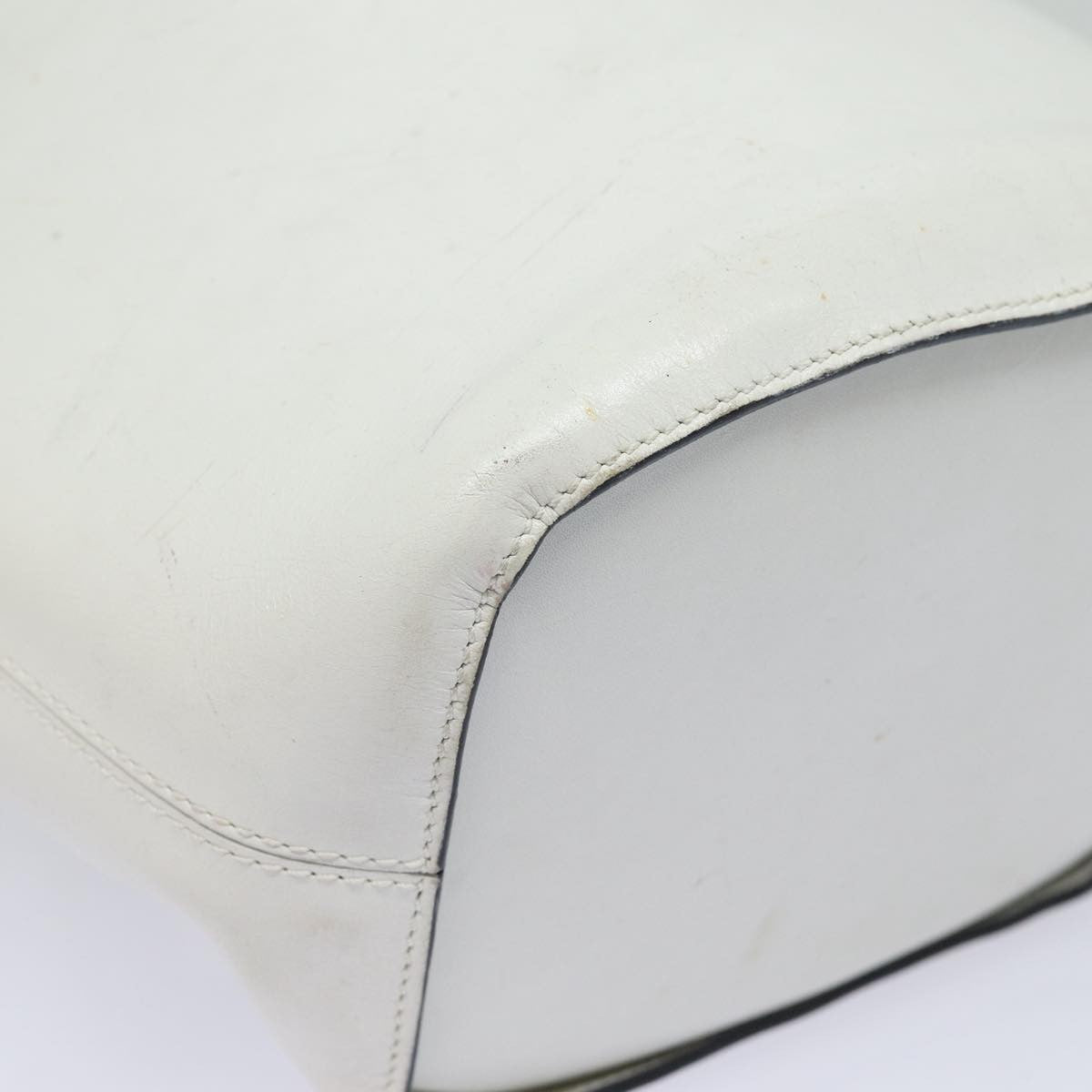 Celine Circle logo Leather, WHITE, LEATHER, Shoulder bag