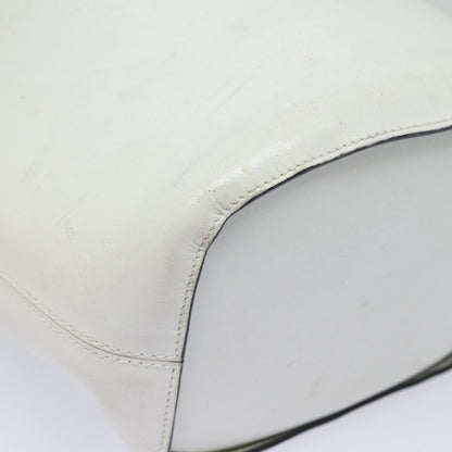 Celine Circle logo Leather, WHITE, LEATHER, Shoulder bag