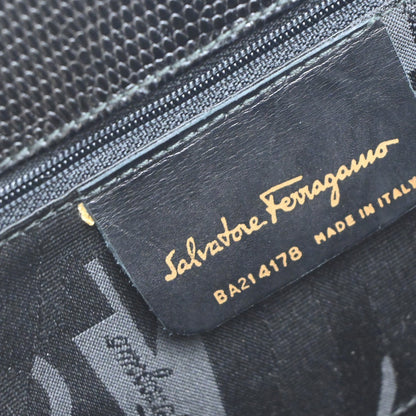 Salvatore Ferragamo Convertible Vara Bow Tote Lizard Embossed Leather, Black, Leather, Handbag