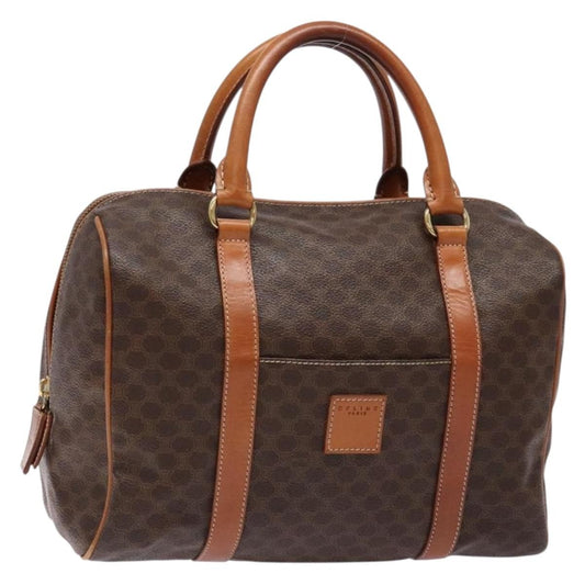 Celine Macadam Handbag Macadam with leather, BROWN, CANVAS, Handbag