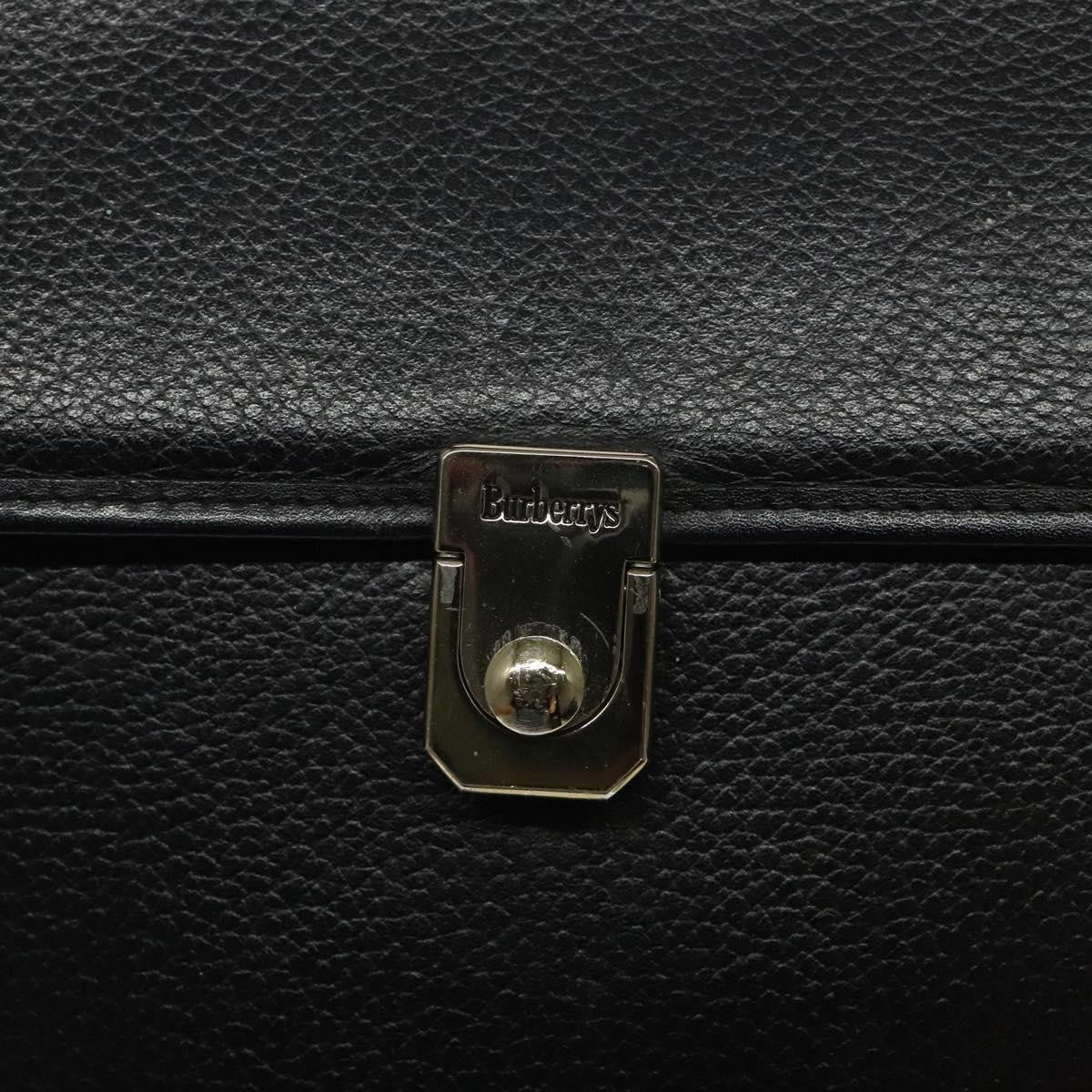 Burberry Convertible Briefcase Leather with London Check Coated Canvas, BLACK, LEATHER, Briefcase
