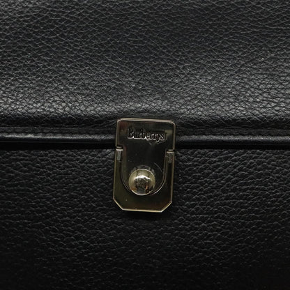 Burberry Convertible Briefcase Leather with London Check Coated Canvas, BLACK, LEATHER, Briefcase