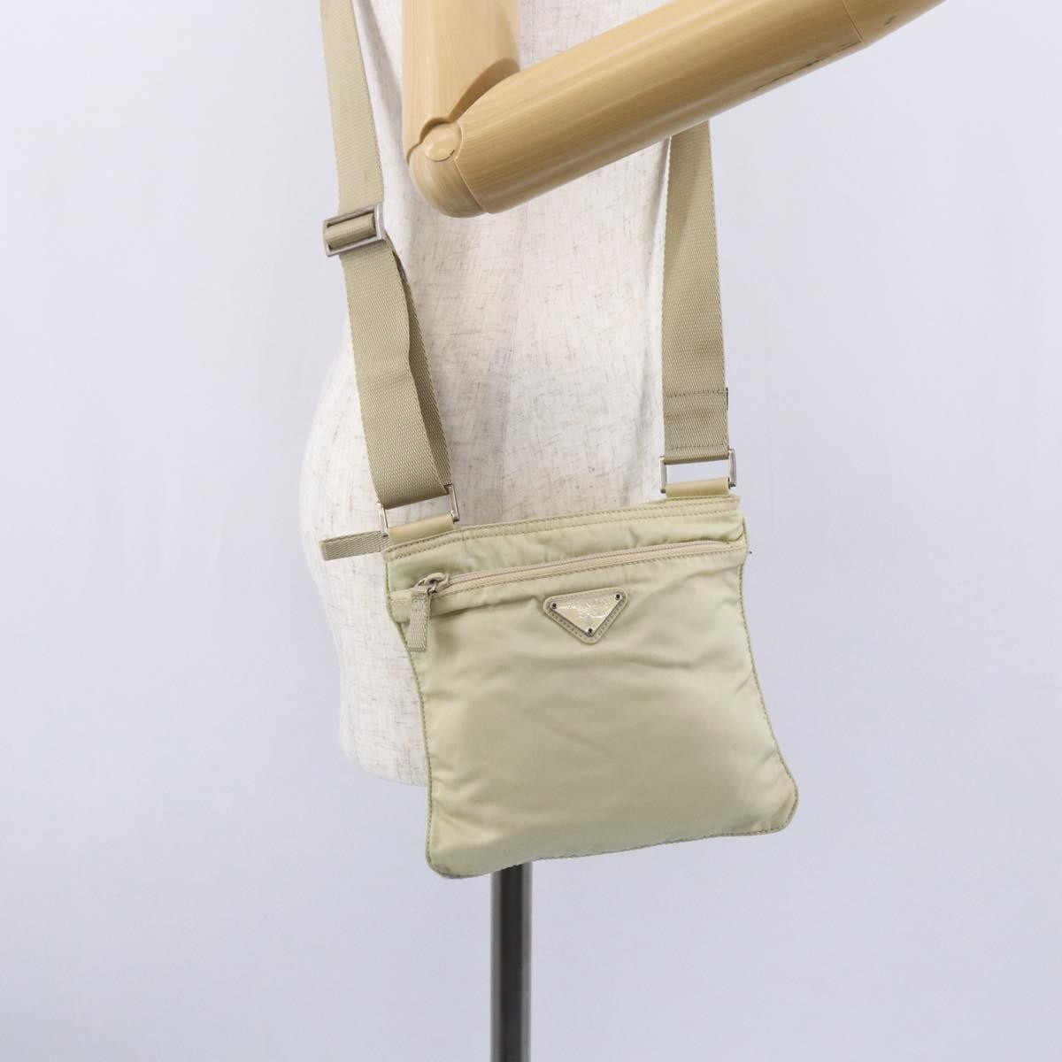 Prada Front Pocket Messenger Bag Tessuto, BEIGE, NYLON, Shoulder bag