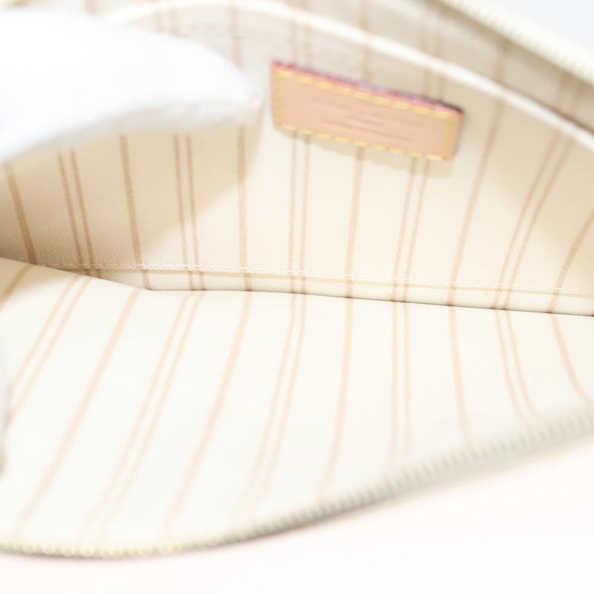 Louis Vuitton Neverfull Pochette Damier, WHITE, CANVAS, Tote bag