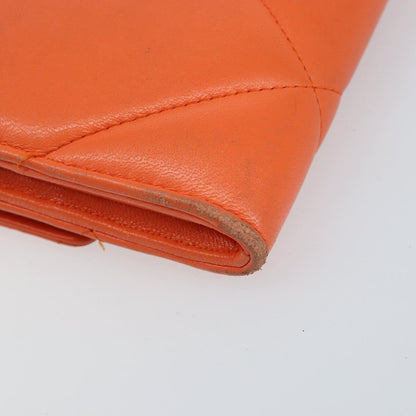 Chanel 19 Flap Wallet Quilted Lambskin, ORANGE, LEATHER, Wallets