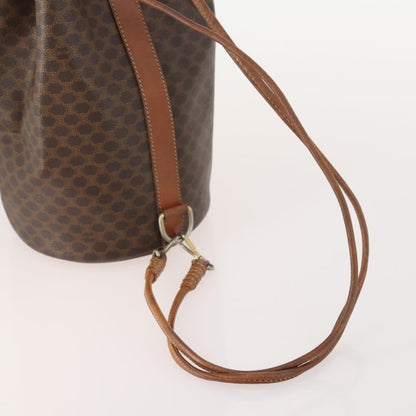 Celine Vintage Macadam Backpack Canvas and Leather, Brown, Canvas, Backpack