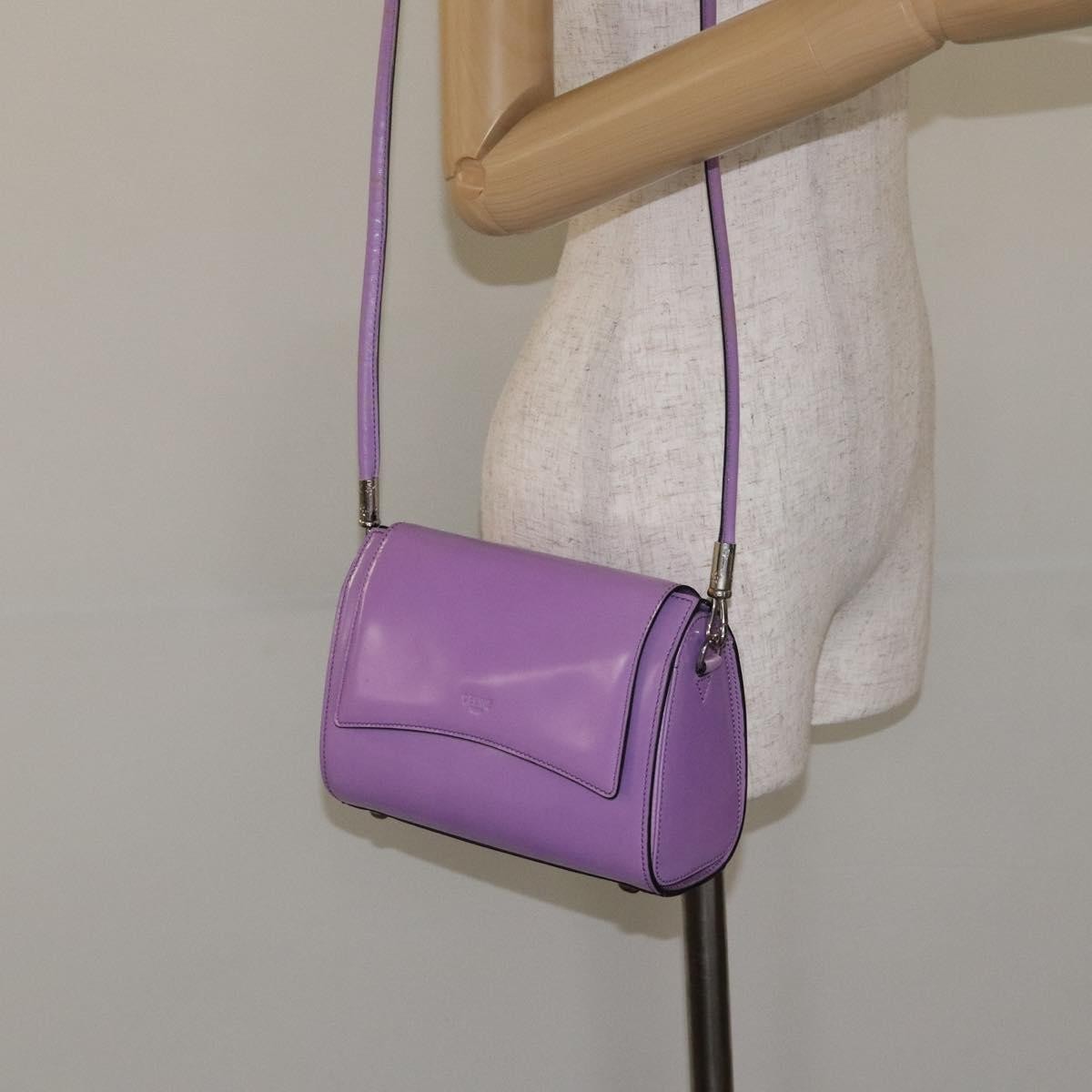 Celine Shoulder Bag Leather, PURPLE, LEATHER, Shoulder bag