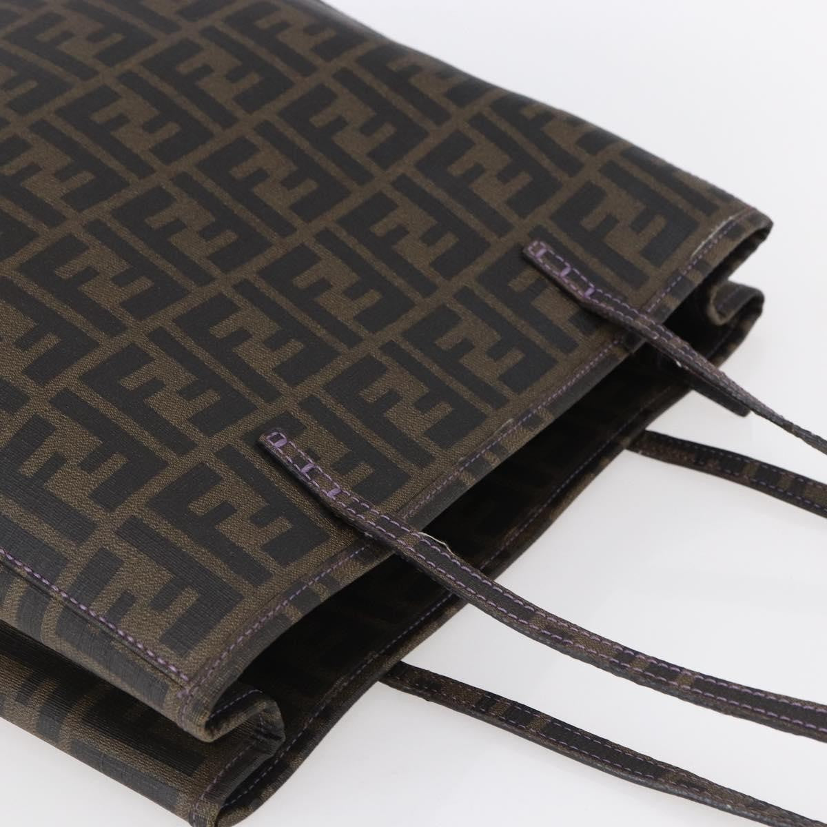 Fendi Compartment Shopping Tote Zucca Coated Canvas, BLACK, PVC, Tote bag