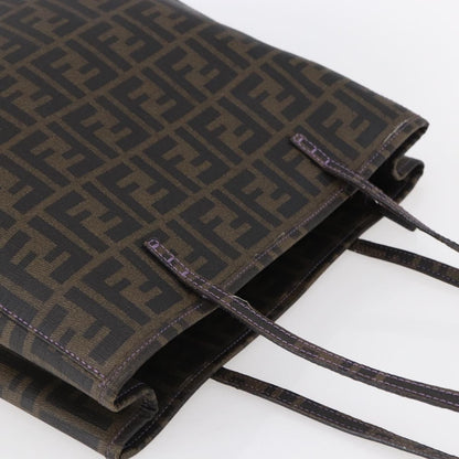 Fendi Compartment Shopping Tote Zucca Coated Canvas, BLACK, PVC, Tote bag