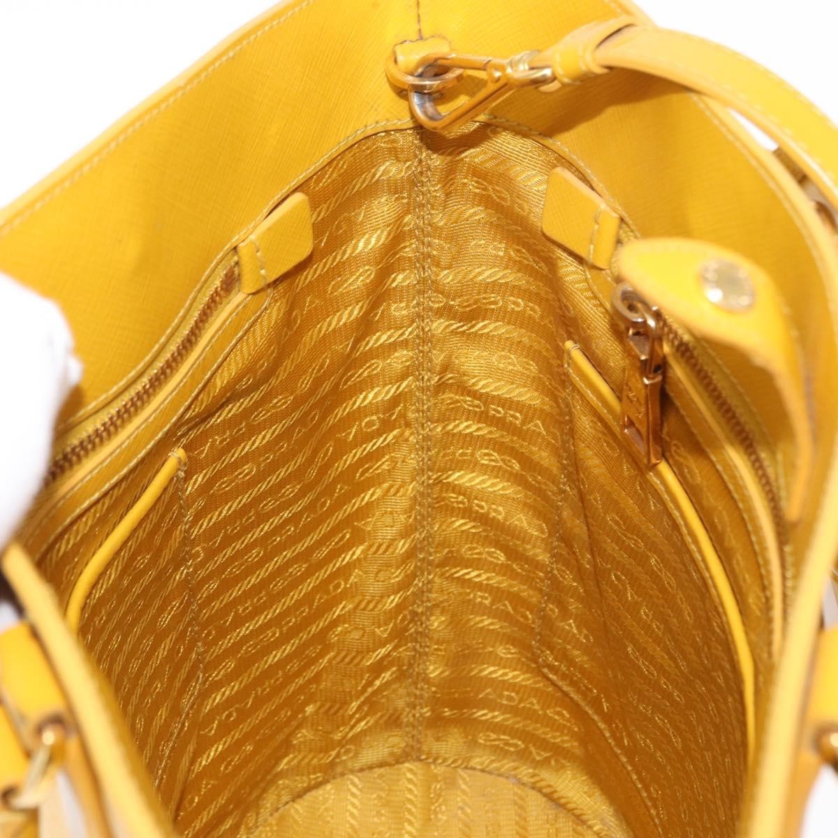 Prada Lux Convertible Bucket Tote Saffiano Leather, YELLOW, LEATHER, Handbag