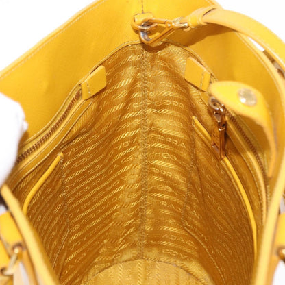 Prada Lux Convertible Bucket Tote Saffiano Leather, YELLOW, LEATHER, Handbag