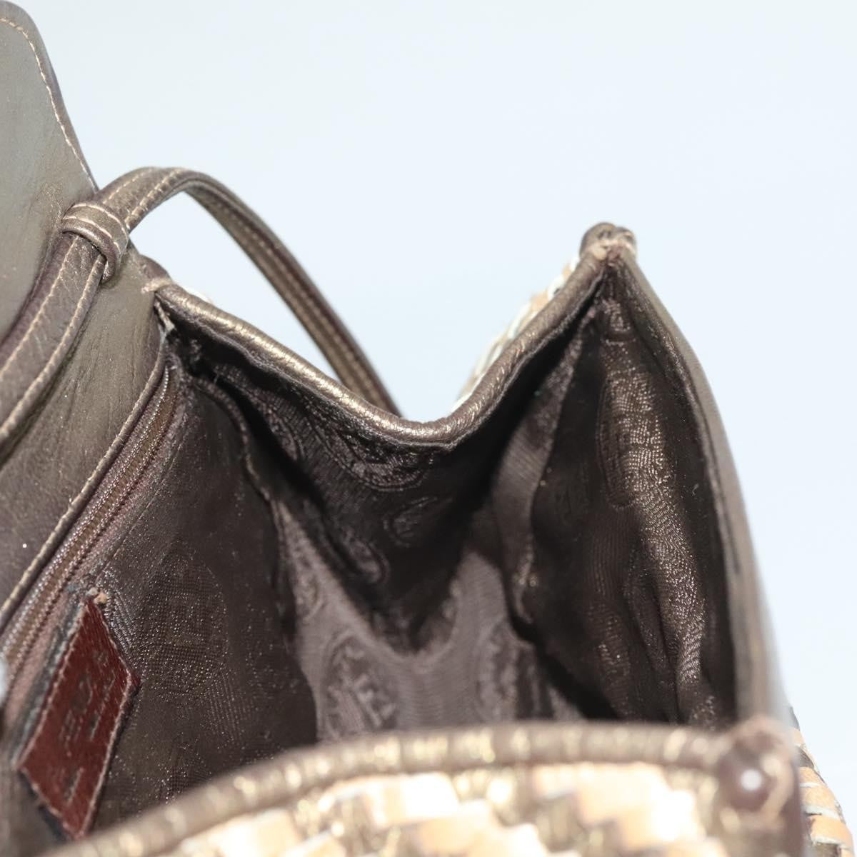 Fendi Vintage Shoulder Bag Leather, GOLD, LEATHER, Shoulder bag