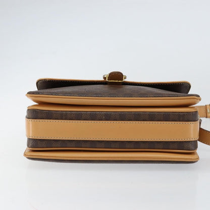 Celine Vintage Macadam Shoulder Bag Canvas and Leather, BROWN, CANVAS, Shoulder bag
