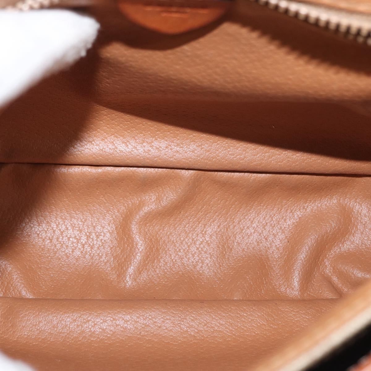 Celine Vintage Macadam Shoulder Bag Canvas and Leather, BEIGE, CANVAS, Shoulder bag