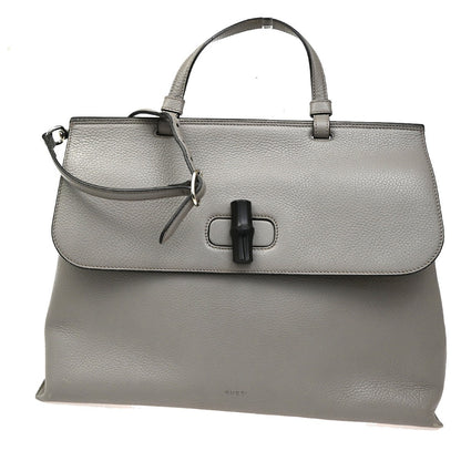 Gucci Bamboo Daily Top Handle Bag Leather, Gray, Leather, Shoulder Bag