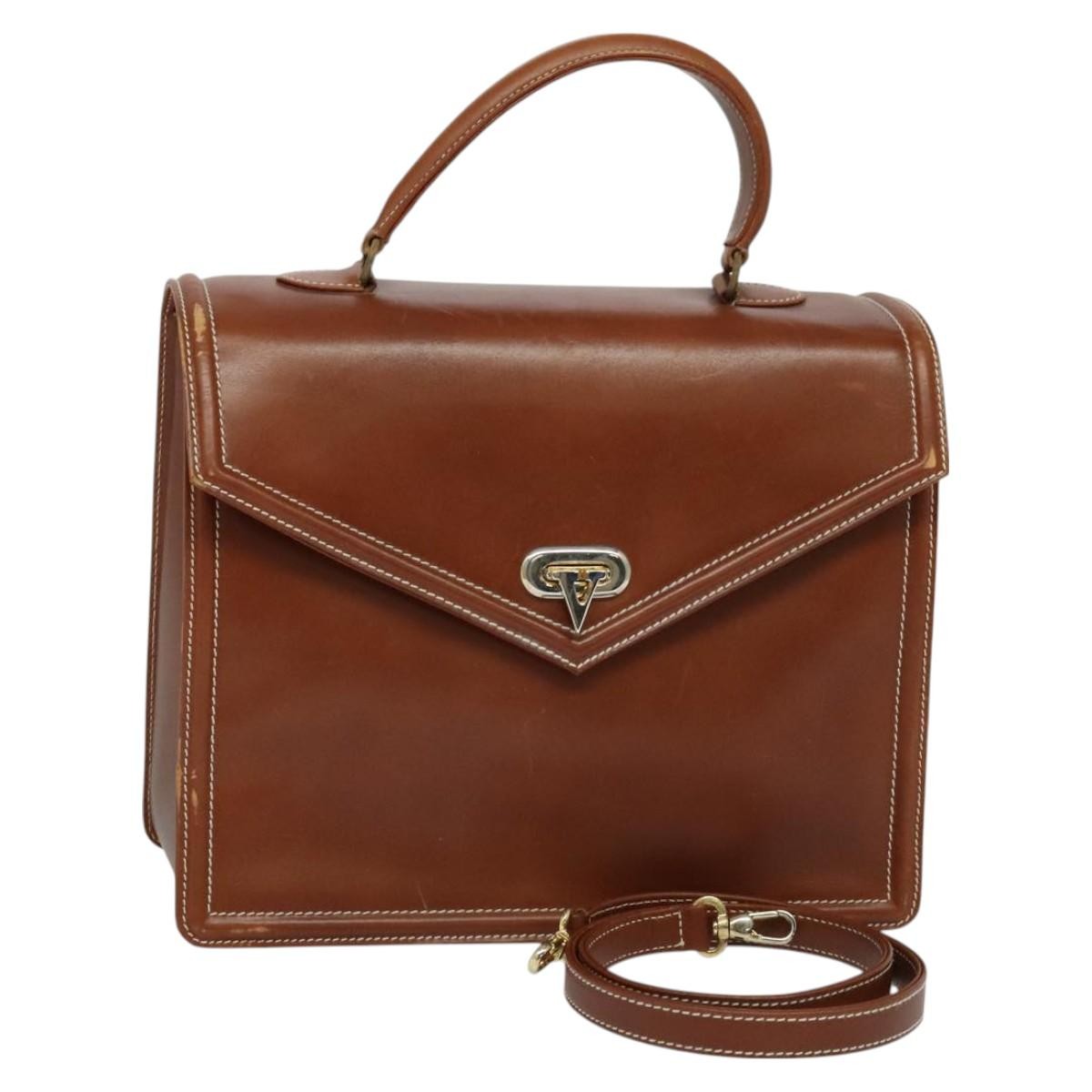 Valentino Garavani Vintage Handbag Leather, BROWN, LEATHER, Handbag