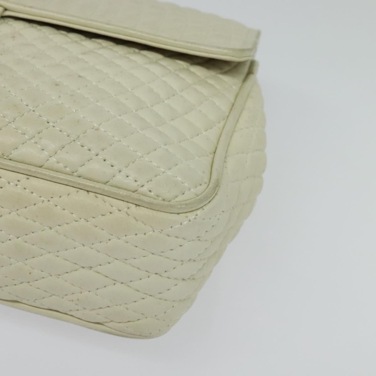 Bally Vintage Chain Shoulder Bag Quilted Leather, White, Leather, Shoulder Bag