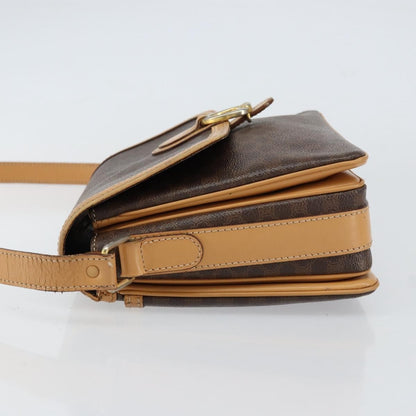 Celine Vintage Macadam Shoulder Bag Canvas and Leather, BROWN, CANVAS, Shoulder bag